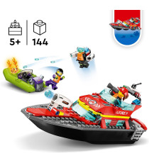 Lego City - Barca di soccorso antincendio - Lego 60373 Nave galleggiante e gommone dei Vigili del fuoco Anni 5+ 144pz