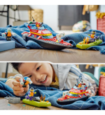 Lego City - Barca di soccorso antincendio - Lego 60373 Nave galleggiante e gommone dei Vigili del fuoco Anni 5+ 144pz