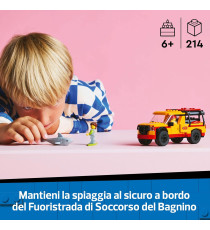 Lego City - Fuoristrada di soccorso del bagnino - Lego 60453 Jeep con 2 minifigure e squalo Anni 6+ 214pz
