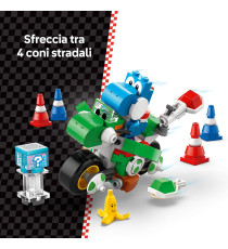 Lego Super Mario - Mario Kart: Moto Yoshi - Lego 72031  posiziona Yoshi sulla Moto e guida tra 4 coni stradali 7+ 133pz