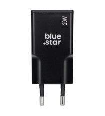 Caricabatterie da muro USB-C 3A Blue Star slim TFK-SC-20WPD nero type-c caricatore QC 4.0 Quick Charge Adaptive Fast Charging
