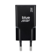 Caricabatterie da muro 2 porte USB-C USB-A 3A Blue Star slim 25W TFK-SC-25WAC black nero type-c caricatore QC 4.0 Quick Charge