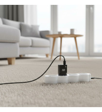 Caricabatterie da muro 2 porte USB-C USB-A 3A Blue Star slim 25W TFK-SC-25WAC black nero type-c caricatore QC 4.0 Quick Charge