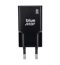 Caricabatterie da muro 2 porte USB-C 3A Blue Star slim 30W TFK-SC-30WCC black nero type-c caricatore QC 4.0 Quick Charge