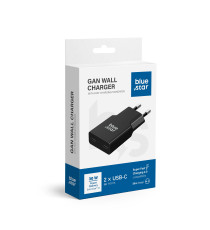 Caricabatterie da muro 2 porte USB-C 3A Blue Star slim 30W TFK-SC-30WCC black nero type-c caricatore QC 4.0 Quick Charge