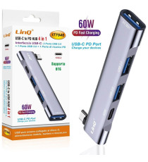 Hub Linq IT7946 type-c con 4 porte usb - 1 USB 3.0, 2 USB 2.0,1 Type-C PD 60w, ricarica rapida PD fino a 60W, Funzione OTG