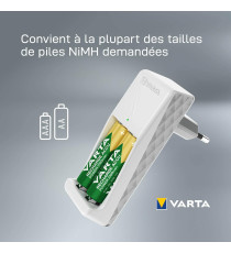 Caricabatterie Varta 57656 AA + AAA - 57656101451 per stilo e ministilo, incluse 2 batterie ricaricabili AA 2100MAH