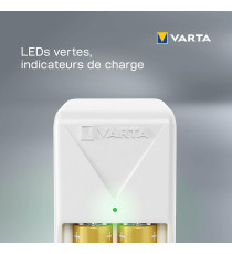 Caricabatterie Varta 57656 AA + AAA - 57656101451 per stilo e ministilo, incluse 2 batterie ricaricabili AA 2100MAH