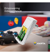 Caricabatterie Varta 57656 AA + AAA - 57656101451 per stilo e ministilo, incluse 2 batterie ricaricabili AA 2100MAH