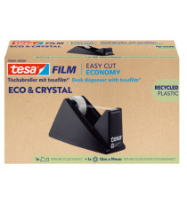 Dispenser da tavolo Crystal recycled - per nastri da 33 m - rotolo 19 mm x 10 m incluso - Nero - Tesa