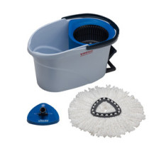 Kit completo UltraSpin Mini di pulizia - secchio con strizzatore ruotante + telaio + mop microfibra - Vileda