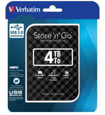 Hard Disk esterno portatile 4TB Verabatim 53223 black Store 'n' Go USB 3.0 Trasferimento dati USB 3.0 Superspeed