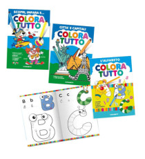 Album da colorare - 24 facciate - per bimbo - fantasie alfabeto, bimbi, capitali - Blasetti