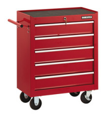 Carrello portautensili - con ruote - 5 cassetti - acciaio - rosso - Garden Friend