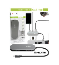Emtec - Hub 6-in-1 Multimedia Type-C T650C - ECHUBT650C