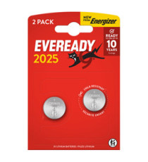 Micropila Eveready Lithium CR2025 - 3V - a pastiglia - litio - Energizer - blister 2 pezzi