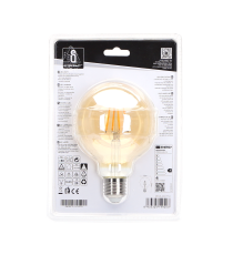 Lampadina led a filamento ambrata G95 4W attacco E27 400 lumen 2200K luce calda D95Hx135mm Equivalenza lampada incandescente 35W