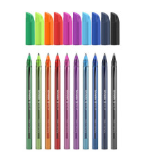 Penne a sfera Vizz - con cappuccio - punta media - colori assortiti - Schneider - astuccio 10 pezzi