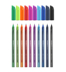 Penne a sfera Vizz - con cappuccio - punta media - colori assortiti - Schneider - astuccio 10 pezzi