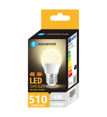 Lamapadina led G45 6W attacco E27 510 lumen 3000K luce calda D45Hx80mm Equivalenza lampada incandescente 42W