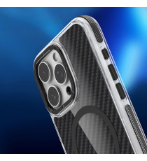 Cover in fibra di carbonio con magsafe per Samsung Galaxy S25 Ultra fintura nera con pulsanti in alluminio, altissima qualità