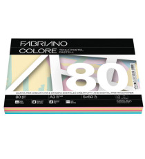Carta Fabriano Colore - A3 - 80 gr - mix 5 colori tenui - Fabriano - conf. 250 fogli