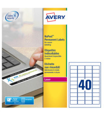 Etichette adesive L6145 - in poliestere - laser - permanenti - 45,7 x 25,4 mm - 40 et/fg - 20 fogli - bianco - Avery