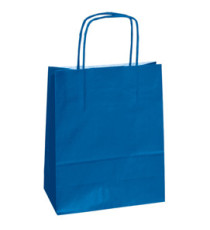 Shopper Twisted - maniglie cordino - 14 x 9 x 21 cm - carta kraft - blu - Mainetti Bags - conf. 25 pezzi