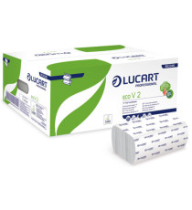 Asciugamani piegati a V Eco - 2 veli - goffratura corda - 21x21 cm - 19,5 gr -  bianco - Lucart - conf. 20 pezzi