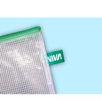 Busta a rete con cerniera gialla - PVC - 20 x 25 cm - trasparente - Starline.