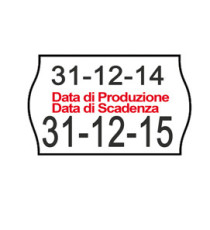Rotolo da 1000 etichette a onda per Printex Smart 16/2616 - DATA PRODUZIONE / DATA SCADENZA - 26x16 mm - adesivo permane