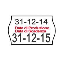 Rotolo da 1000 etichette a onda per Printex Smart 16/2616 - DATA PRODUZIONE / DATA SCADENZA - 26x16 mm - adesivo permane