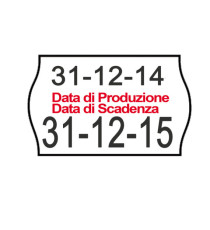 Rotolo da 1000 etichette a onda per Printex Smart 16/2616 - DATA PRODUZIONE / DATA SCADENZA - 26x16 mm - adesivo permane