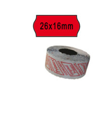 Rotolo da 1000 etichette a onda per Printex Smart 16/2616 e Z Maxi 6/2616 - 26x16 mm - adesivo permanente - rosso - Prin