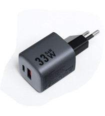 Caricabatterie da muro 2 porte USB-A e USB-C 3A F-Energy 33W GaN – USB-C PD + USB-A QC 4.0 grigio type-c caricatore Quick Charge