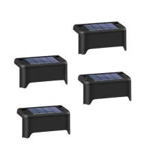 4pz lampada solare da giardino per gradini e recinzioni 4in1 led 3000K luce calda IP44 segnapassi con pannello incorporato