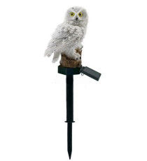 Lampada solare led da giardino a forma di gufo, impermeabile con sensore crepuscolare, 6500k luce fredda