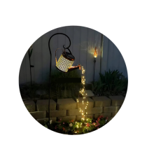 Lampada solare led da giardino a forma di annaffiatoio con effetto acqua a cascata, IP65 con sensore crepuscolare 3000k