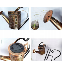 Lampada solare led da giardino a forma di annaffiatoio con effetto acqua a cascata, IP65 con sensore crepuscolare 3000k