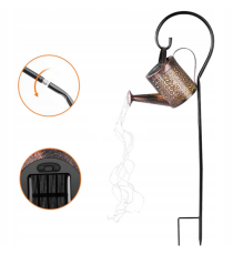 Lampada solare led da giardino a forma di annaffiatoio con effetto acqua a cascata, IP65 con sensore crepuscolare 3000k