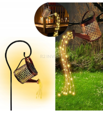 Lampada solare led da giardino a forma di annaffiatoio con effetto acqua a cascata, IP65 con sensore crepuscolare 3000k