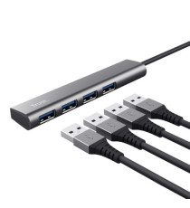 Hub Halyx - 4 porte - da USB-C a USB-A 3.2 Gen1 - alluminio - grigio - Trust