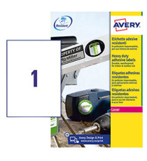Etichette adesive L4775 - in poliestere - laser - permanenti - 210 x 297 mm - 1 et/fg - 8 fogli - bianco - Avery