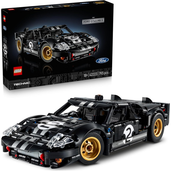 Lego Technic - Auto da corsa Ford GT40 MKII 1966 - Lego 42223 Motore V8, Dettagli e Livrea Originali Anni 18+ 793pz