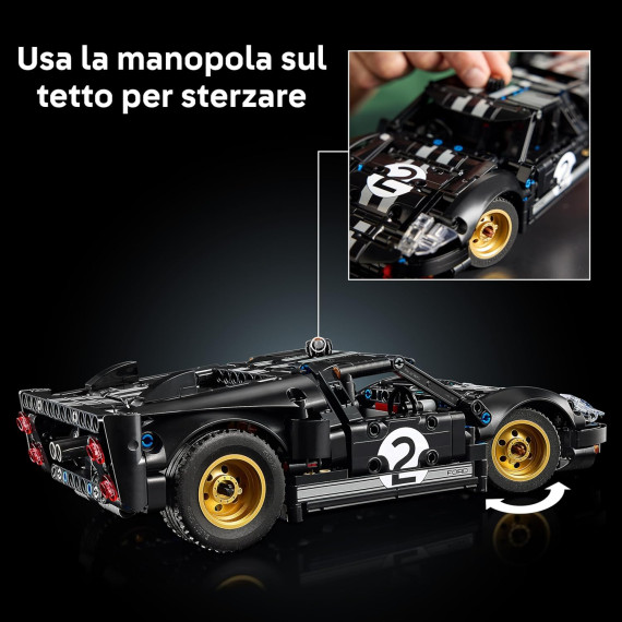 Lego Technic - Auto da corsa Ford GT40 MKII 1966 - Lego 42223 Motore V8, Dettagli e Livrea Originali Anni 18+ 793pz