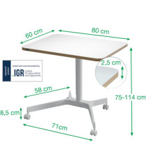 Scrivania Compatta pneumatica Sit-Stand - mobile - 80 x 60 x 75-114 cm - bianco - Leitz