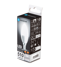 Lamapdina LED C37 6W attacco E14 510 lumen 6500K luce fredda misura 280 D37xH100mm Equivalenza lampada incandescente 42W
