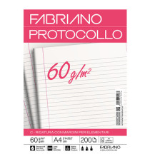 Foglio protocollo - A4 - 1 rigo c/margine - 60 gr - Fabriano - conf. 200 pezzi
