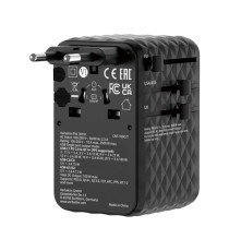 Adattatore - da viaggio universale - GaN III - con cavo USB-C retrattile - Nero - Verbatim