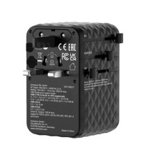 Adattatore - da viaggio universale - GaN III - con cavo USB-C retrattile - Nero - Verbatim